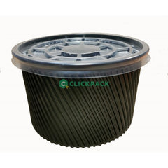 Set Bol supa PP negru cu striatii + capac -355ml