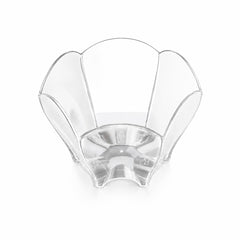 cupa transparenta din ps in forma de floare cu 6 laturi, potrivita pentru servirea aperitivelor, mini deserturilor si pentru degustari, volum 70cc