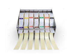 Dispenserul de etichete HACCP, zilele saptamanii LP001 este un dispenser manual de etichete in rola ce se caracterizeaza prin structura sa simpla si compacta. Dispenserul nu dispune de sursa de alimentare, dezlipirea etichetelor facandu-se manual prin tragerea materialului de suport printre elementele metalice frontale ale dispenserului.
Acest dispenser are un design pentru asezare pe masa sau pe perete, iar rolele de etichete sunt independente, fiind usor de schimbat.
Dispenserul manual de etichete HACC