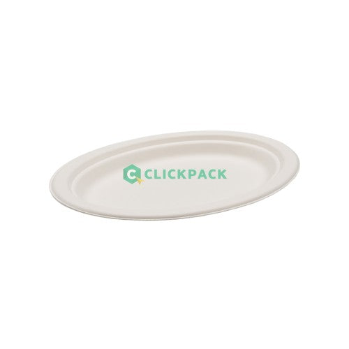 Set Farfurie carton biodegradabil (trestie de zahar) ovala D26cm - CLICKPACK