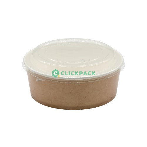 Set Bol din carton natur 1250ml + capac transparent - CLICKPACK