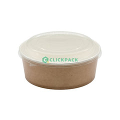 Set Bol din carton natur 1250ml + capac transparent - CLICKPACK