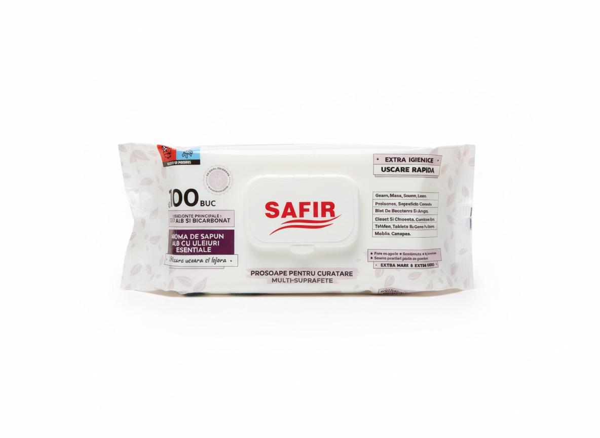 servetele umede mari cu bicarbonat pentru curatarea diverselor suprafete, igienice, aroma de sapun alb cu uleiuri esentiale, 100 bucati pe pachet - CLICKPACK