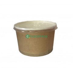 Set Bol din carton natur neimprimat 470 ml + capac transparent