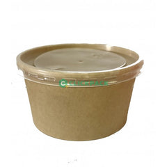 Set Bol din carton natur neimprimat 355 ml + capac transparent - CLICKPACK