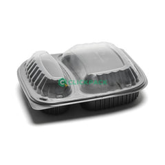 Set Caserola meniu neagra ovala - 2 compartimente cu capac bombat