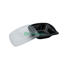 Set Caserola patrata 750gr din plastic neagra + capac transparent