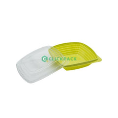 Set Caserola patrata din plastic verde pentru salate 750gr
