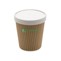 Set Pahar carton natur pentru supa + capac carton - CLICKPACK
