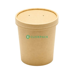 Set Pahar carton natur pentru supa 16oz cu capac carton - CLICKPACK