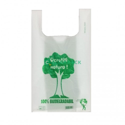 Set Sacosa alba cu inscriptie verde din material biodegradabil 6-7 kg - CLICKPACK