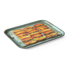 Tava de servire dreptunghiulara suprafata antiderapanta, cu imprimare, tasty burger, 330x430mm