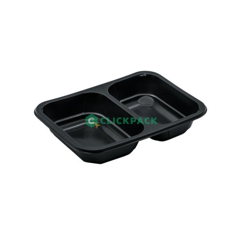 Set Caserola PP termosudabila 2 compartimente 18.7 x 13.7 x3.6 neagra