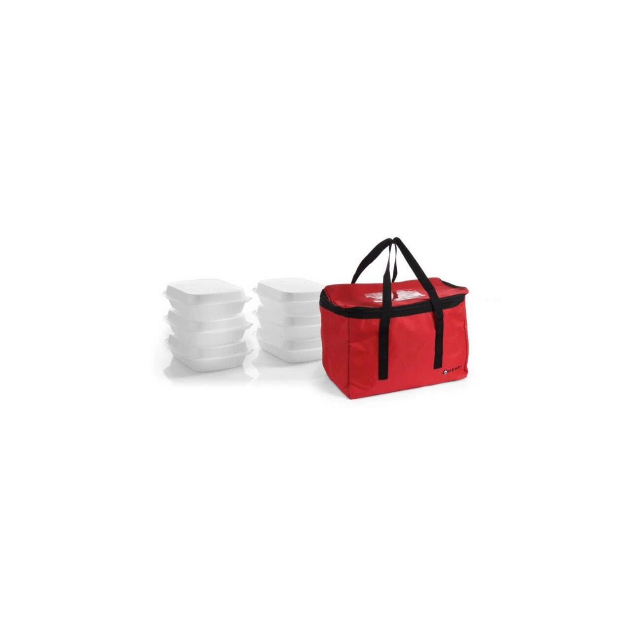 Geanta termoizolanta cu fermoar pentru 6 cutii de mancare, Rosu  450x290x(H)300 mm - CLICKPACK