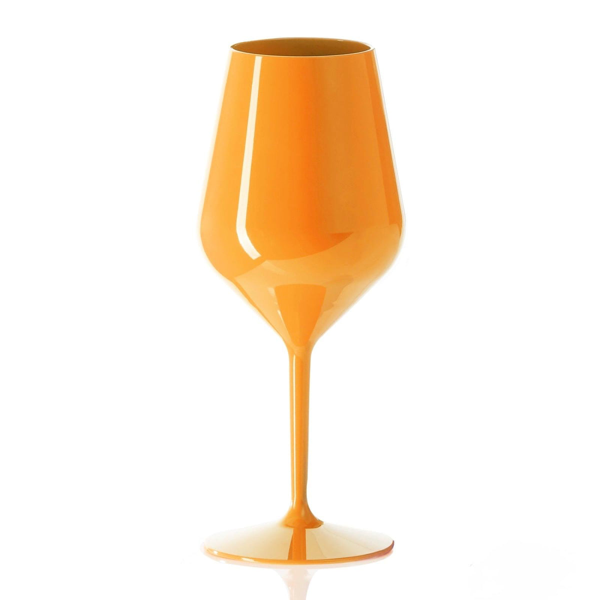 pahar cu picior, din tritan, potrivit pentru servirea cocktail-urilor sau a vinului, portocaliu, volum 470cc
