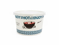 Set Bol din carton imprimat pentru supa 500ml + capac transparent